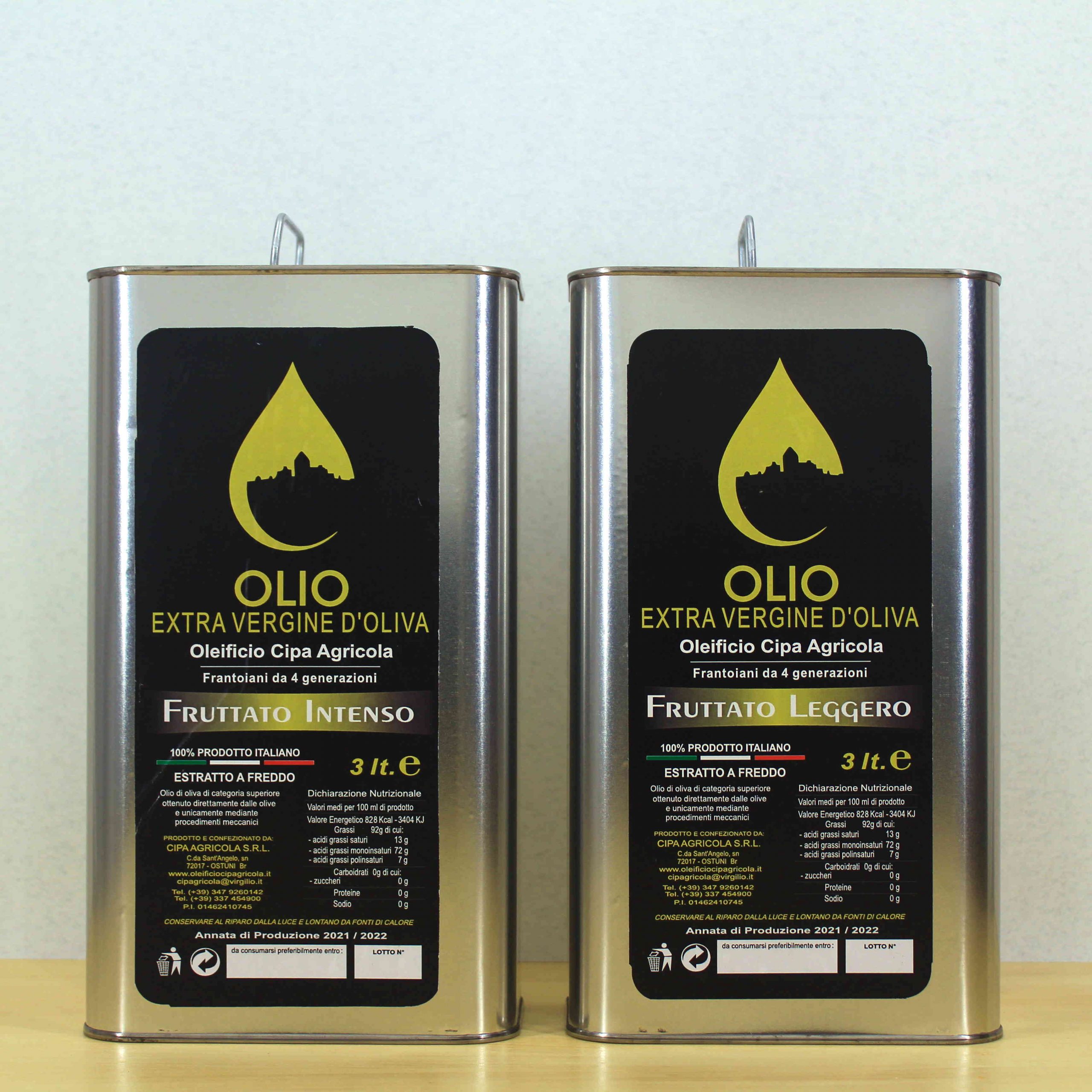 Olio Extravergine di Oliva - lattina 3 litri - intenso leggero - Cipa Agricola - Acquista online
