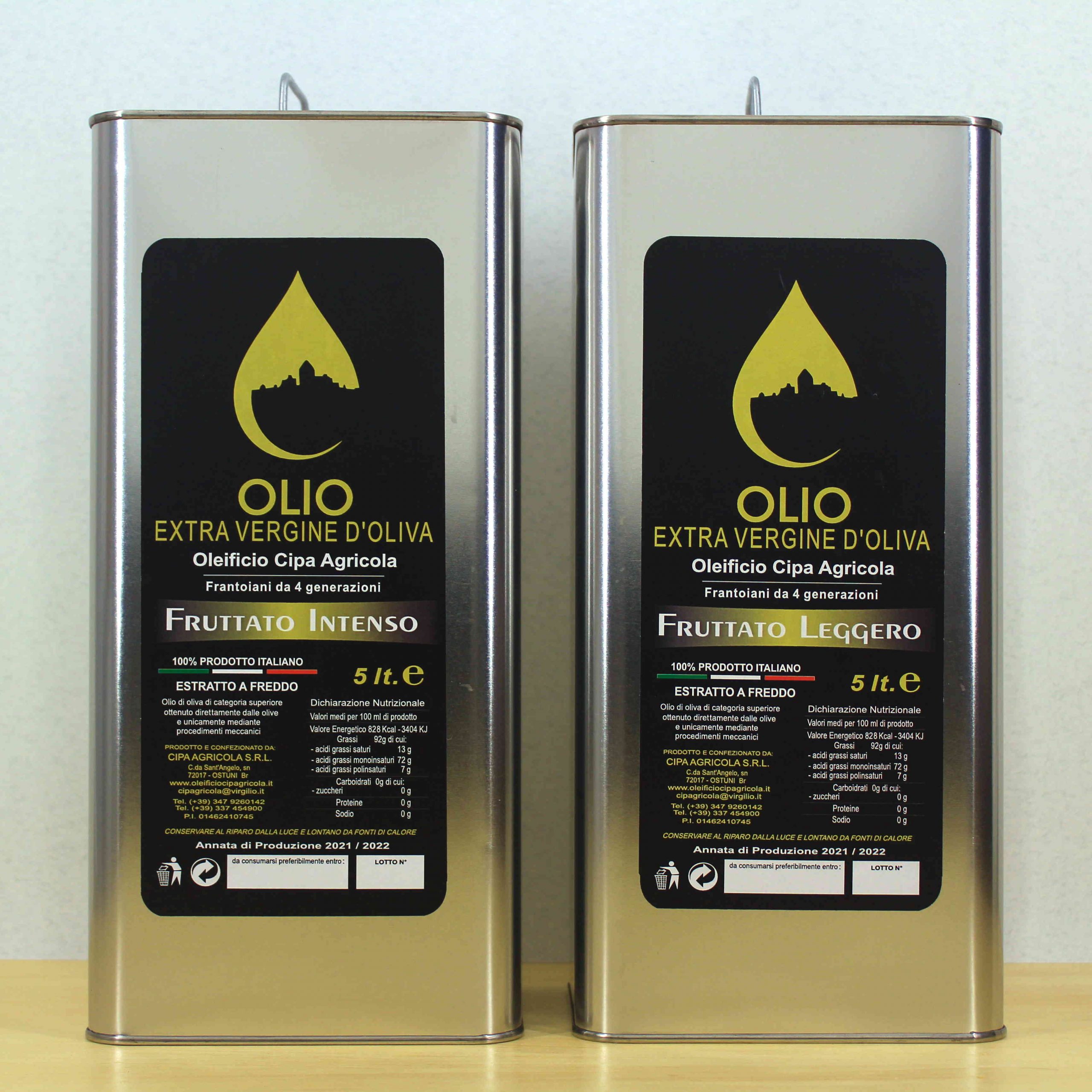 Olio Extravergine di Oliva - lattina 5 litri - intenso leggero - Cipa Agricola - Acquista online