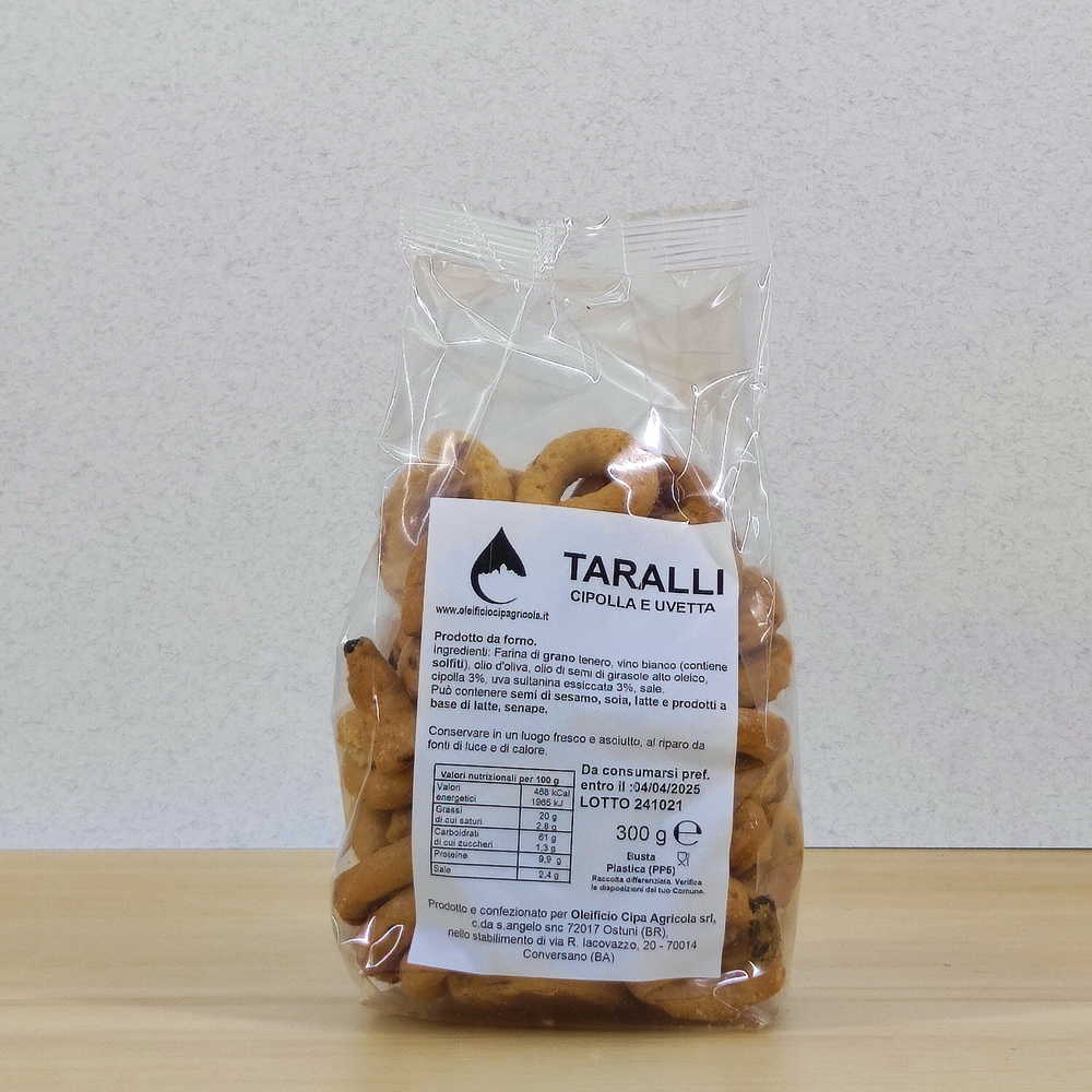 Taralli cipolla e uvetta - Prodotti da forno - Oleificio Cipa Agricola