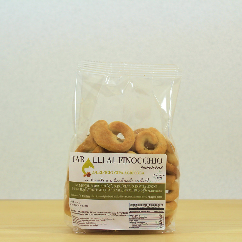 Taralli al finocchio 200 gr - Shop Online - Cipa Agricola