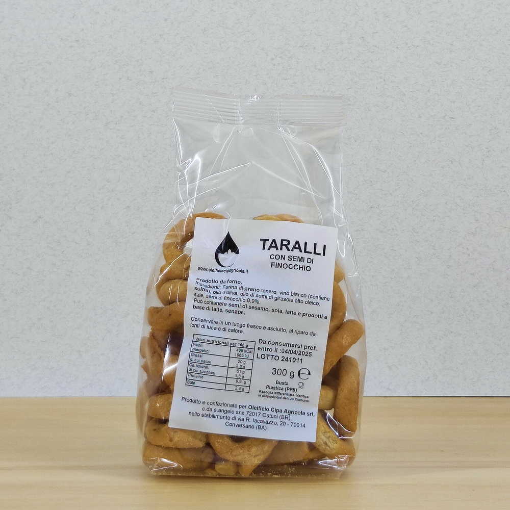 Taralli al finocchio - Prodotti da forno - Oleificio Cipa Agricola